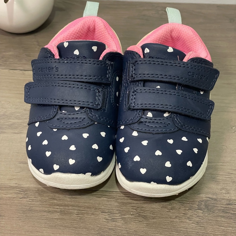Carter's Navy and Pink Heart Sneakers